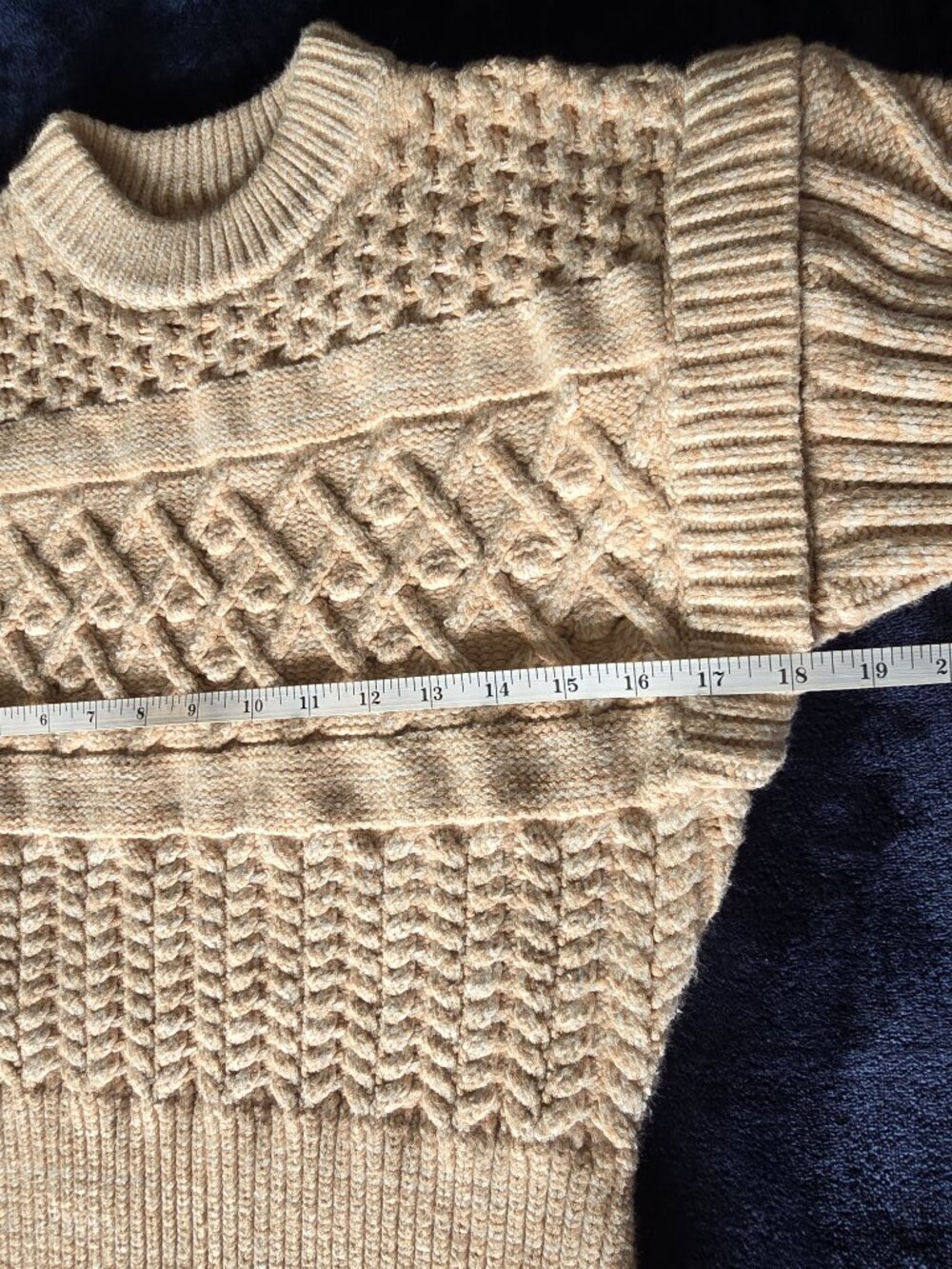 MINKPINK Lesley Cable Knit Tunic Sweater Mini Dress Tan Medium Boho - Picture 4 of 11